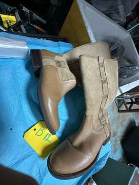Nurture Tan Leather and Suede Studded Mid-Calf Boots Size 9M